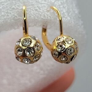 ✨2/$10✨ Round Small Crystal Hoops Gold-tone